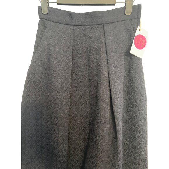 ZARA XS Navy A-Line Tapestry Fabric Skirt Pleats - Picture 13 of 14